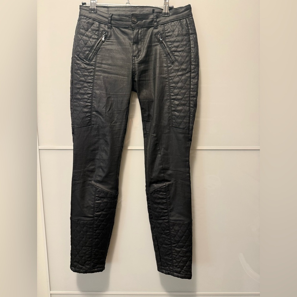 Zara Black Faux Leather Quilted Pants - Picture 2 of 6